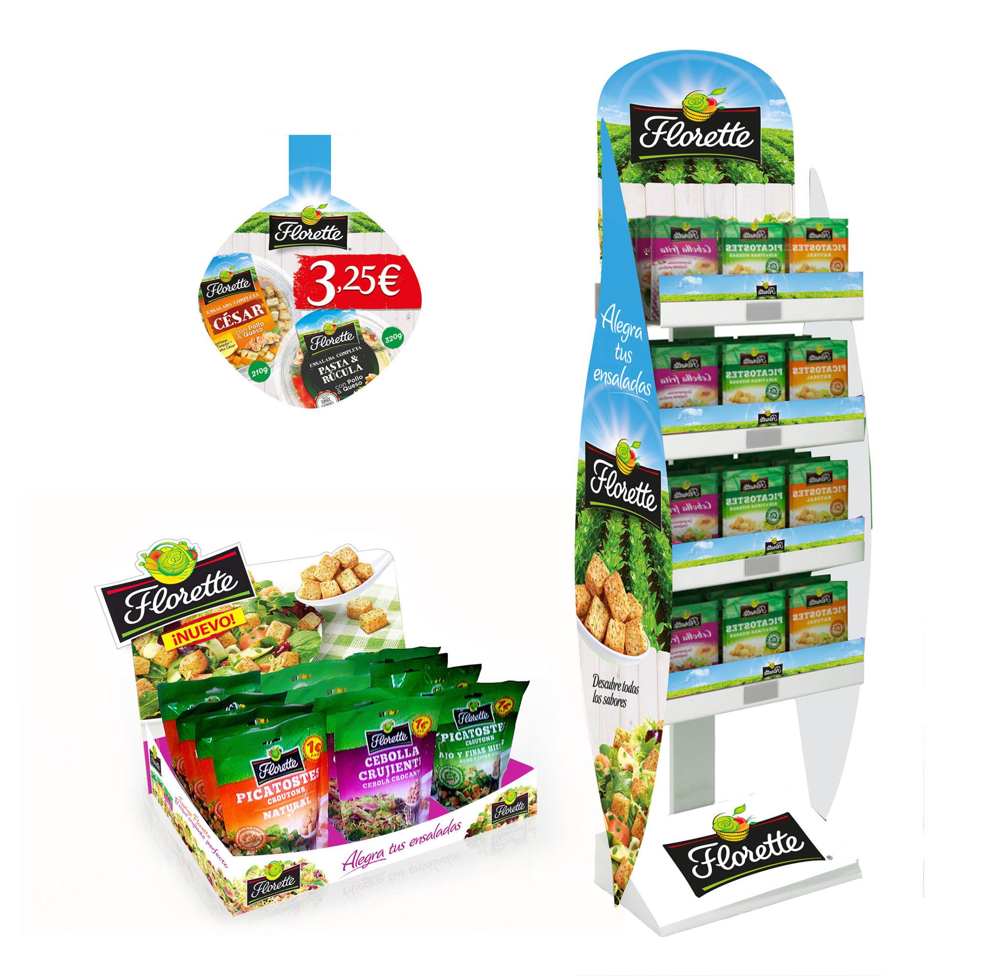 Diseño de expositores de PLV para productos Florette Navarra