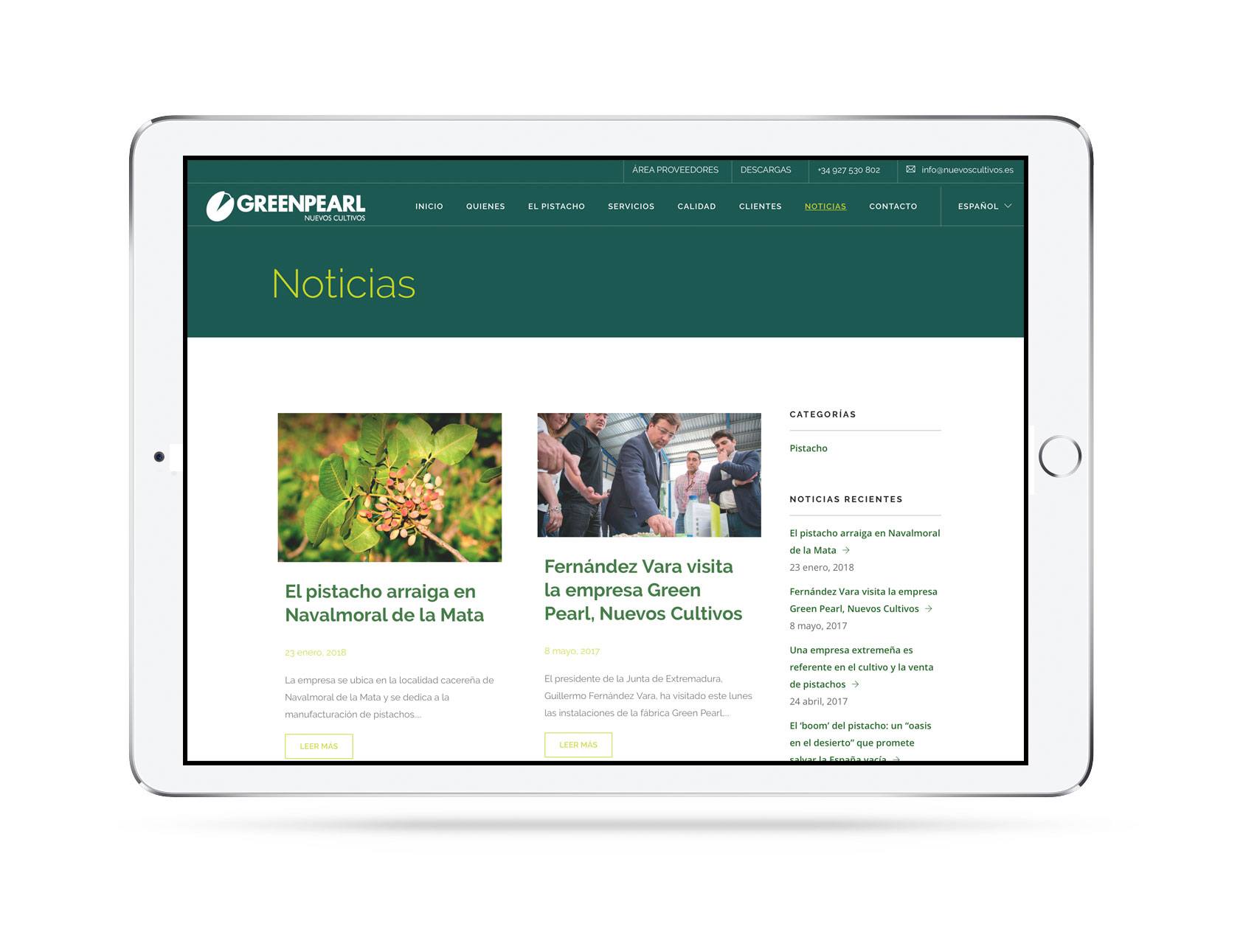 Diseño responsive de la web de Green Pearl