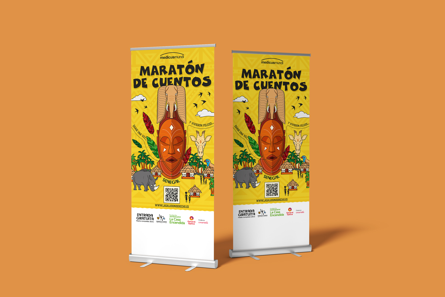 RollUps diseñados para el Maratón de Cuentos de Medicus Mundi