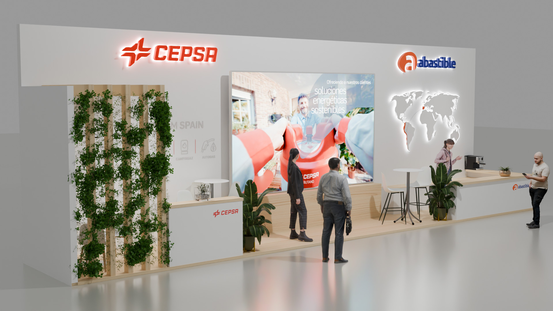 Render Diseño del stand de Cepsa para European Liquid Gas Congress 2025
