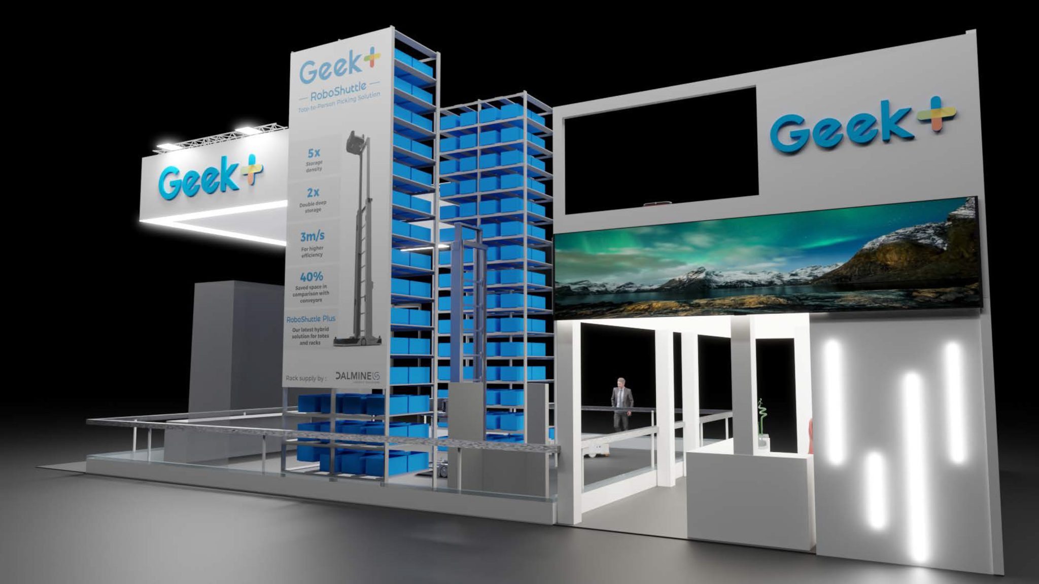 Diseño del stand de Geek+ para LogiMAT 2024