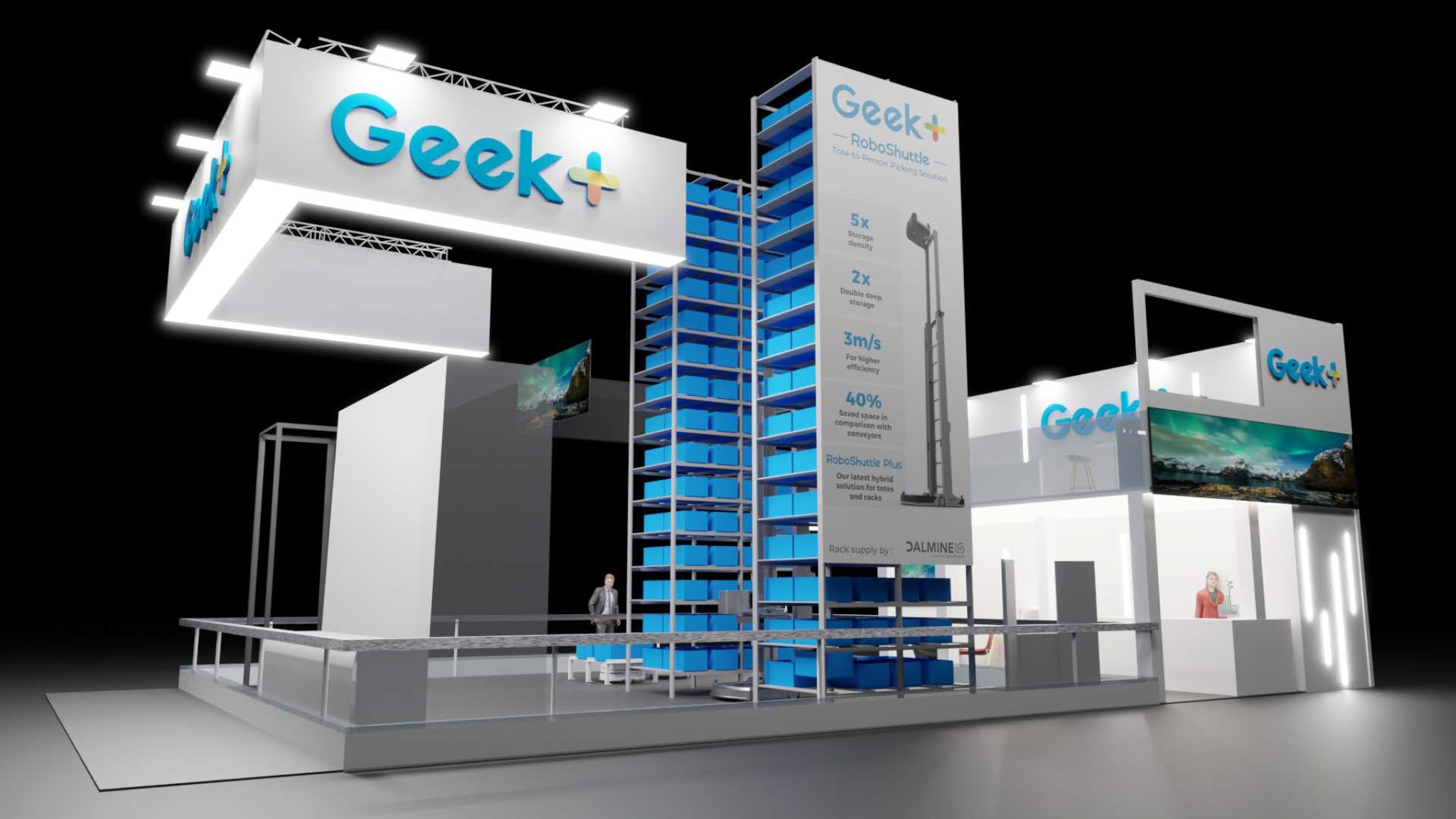 Render del stand de Geek+ para LogiMAT 2024